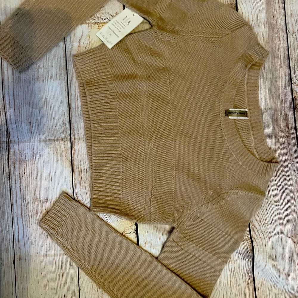Icon Apparel Tan long sleeve cropped sweater